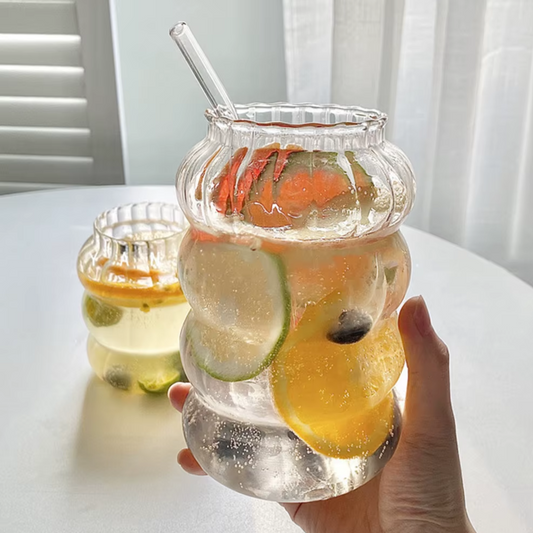 Set 2 Vasos Relieve con Bombilla 800ml