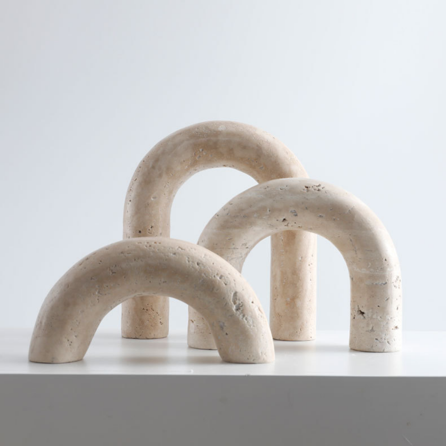 Set 3 Arcos Figura Deco Estilo Marmol Travertino