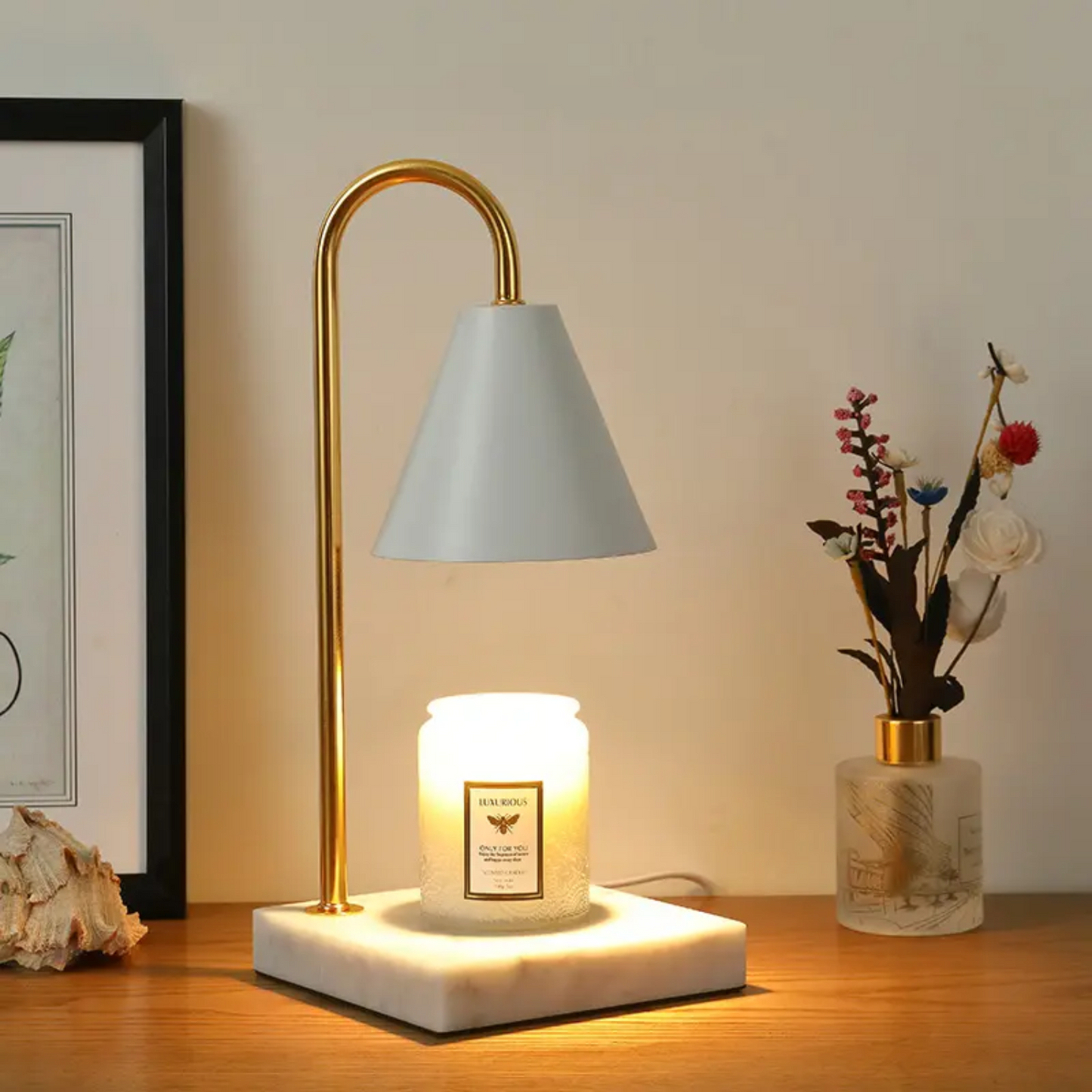 PREVENTA - Lampara Calentadora de Velas Blanca