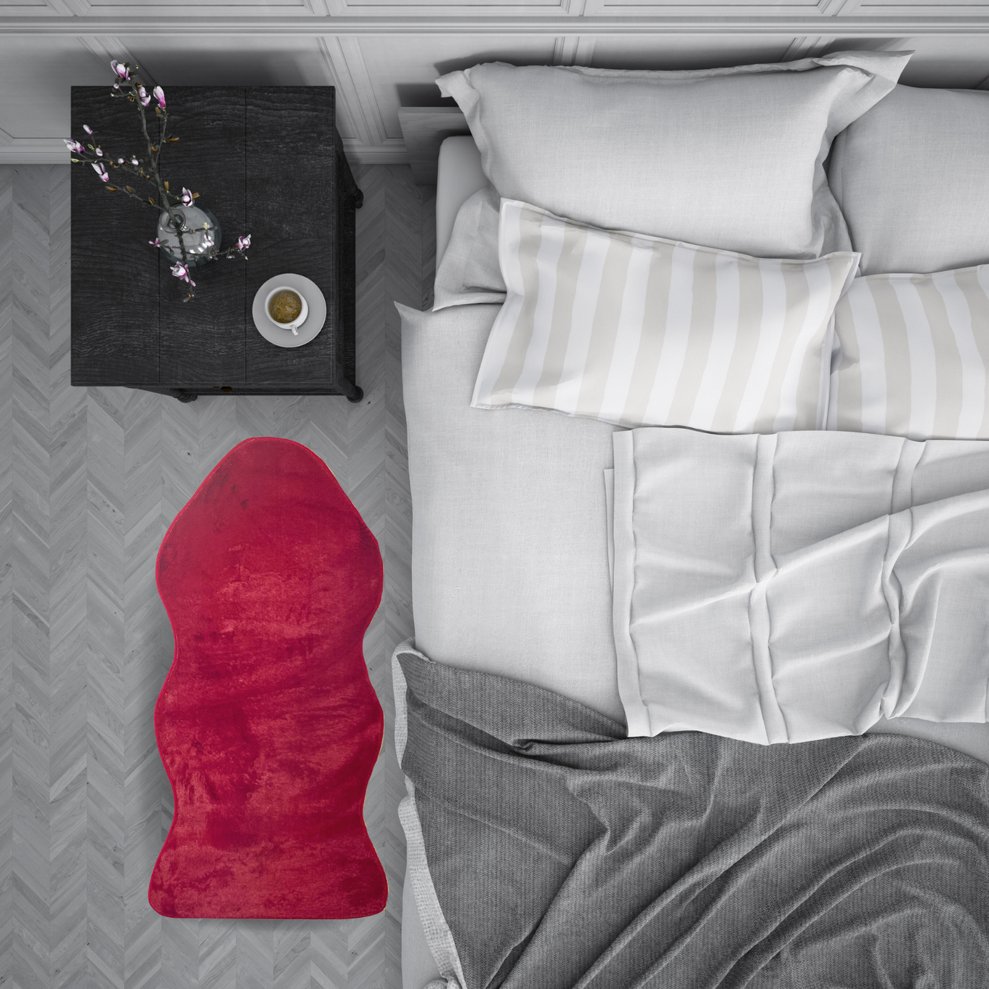 Bajada de Cama Antideslizante Rojo
