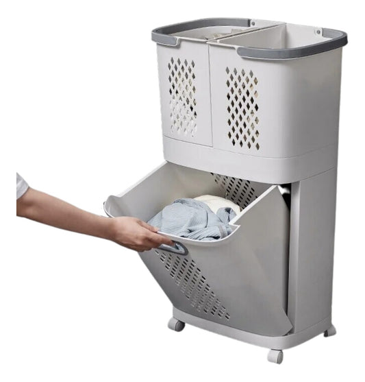 Canasto para Ropa con Ruedas y Cestas Desmontables