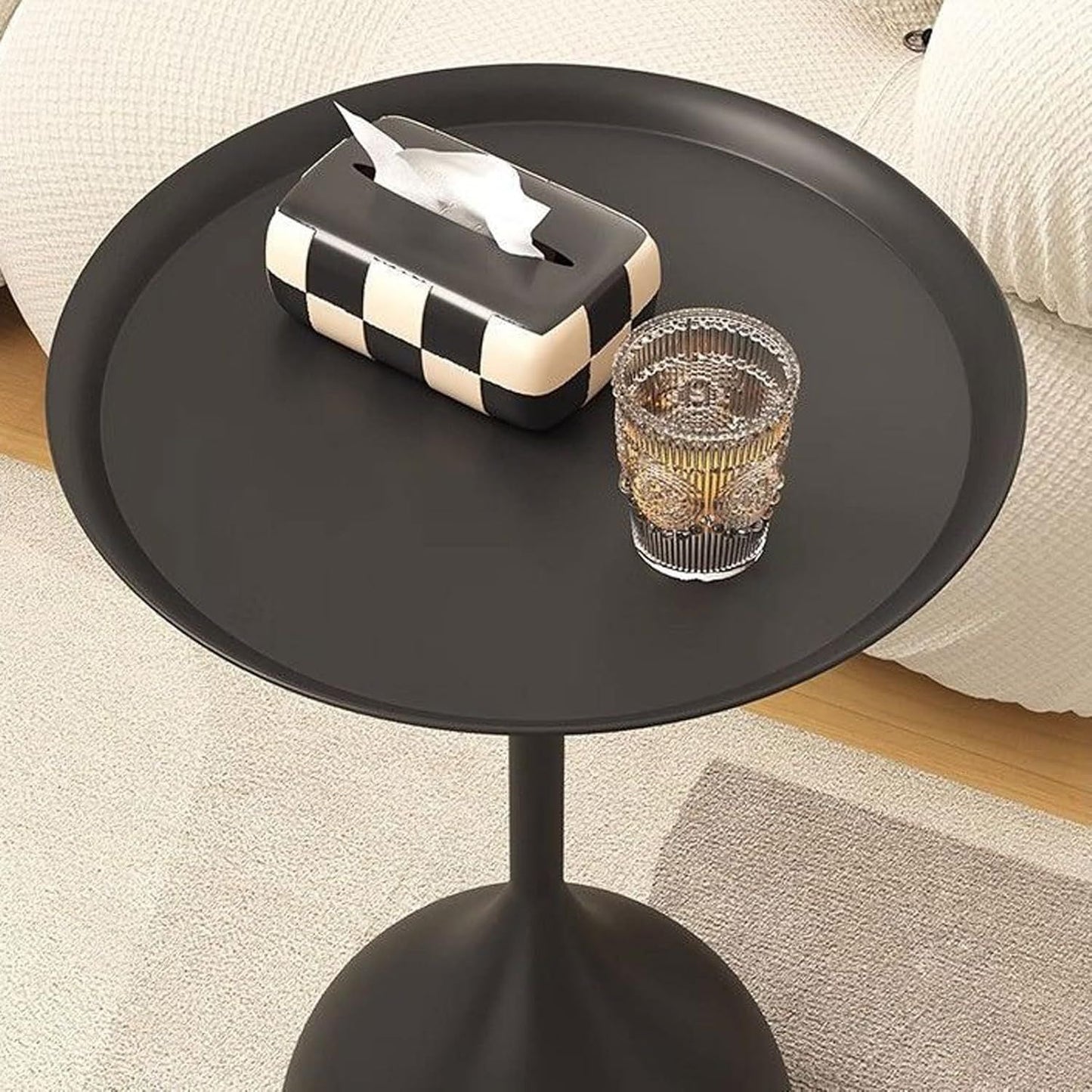 Mesa De Centro Lateral Metal Mate Negro Nórdico