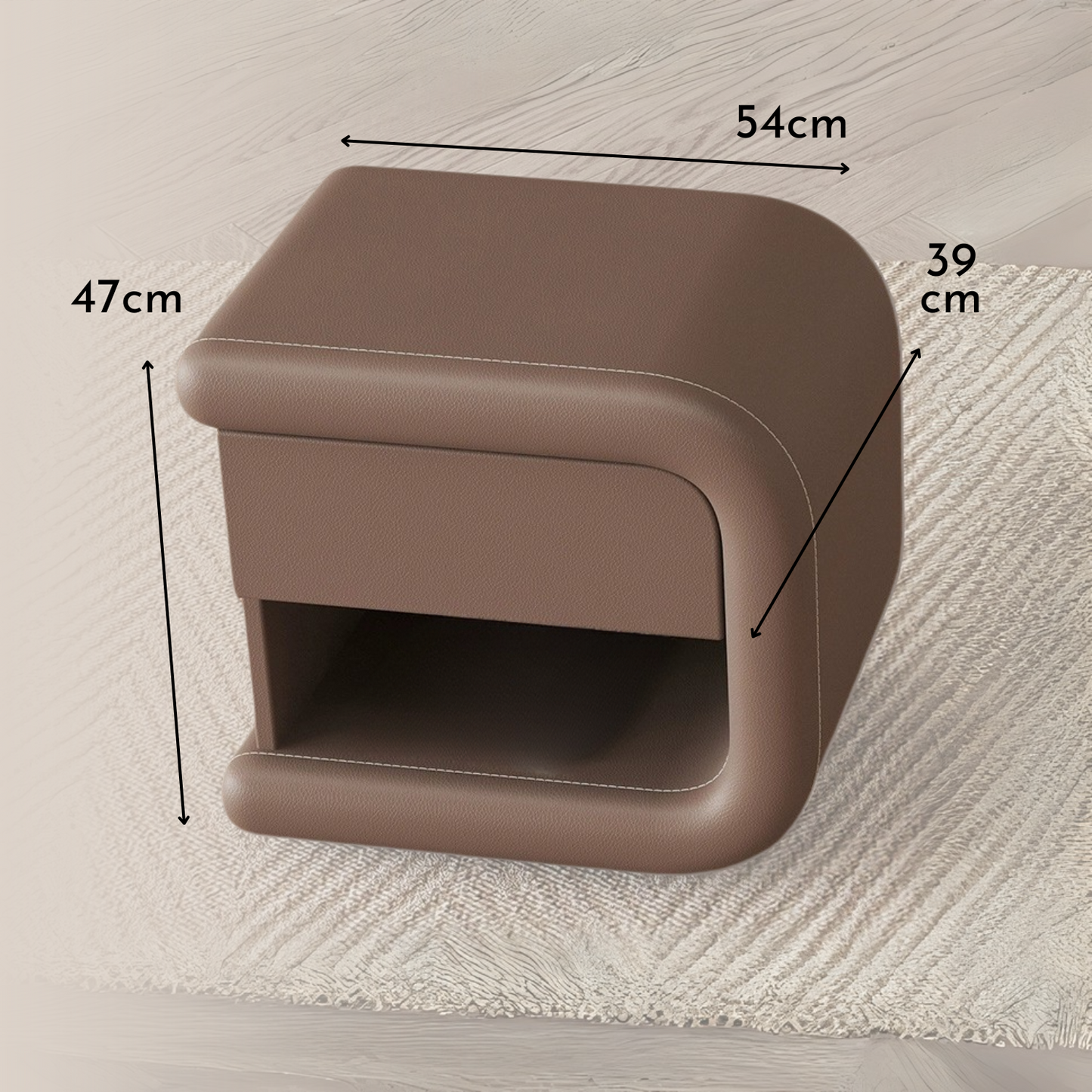 Velador Mocha Mousse Derecho Ecocuero