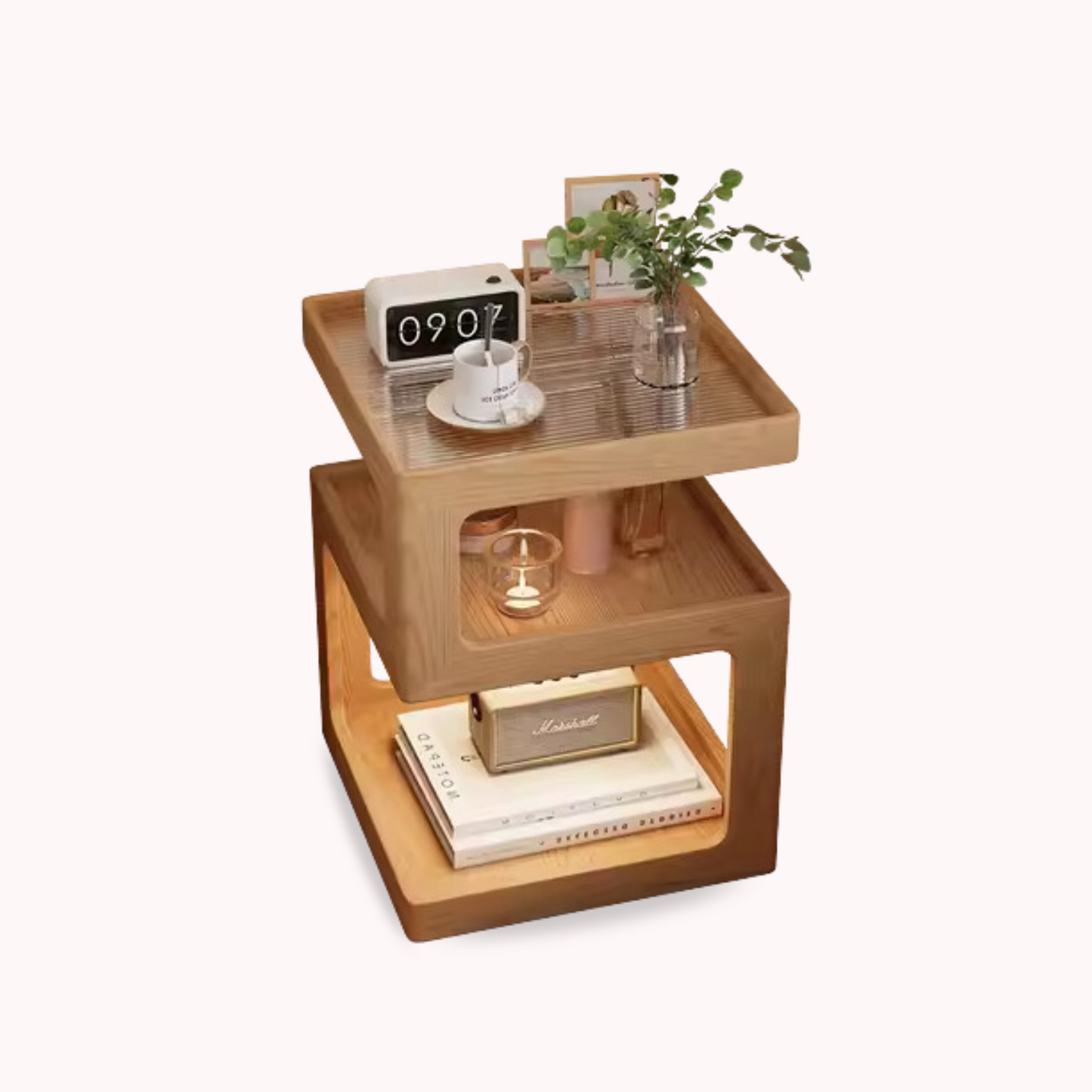 PREVENTA - Mesa Lateral de Madera con Luz Led
