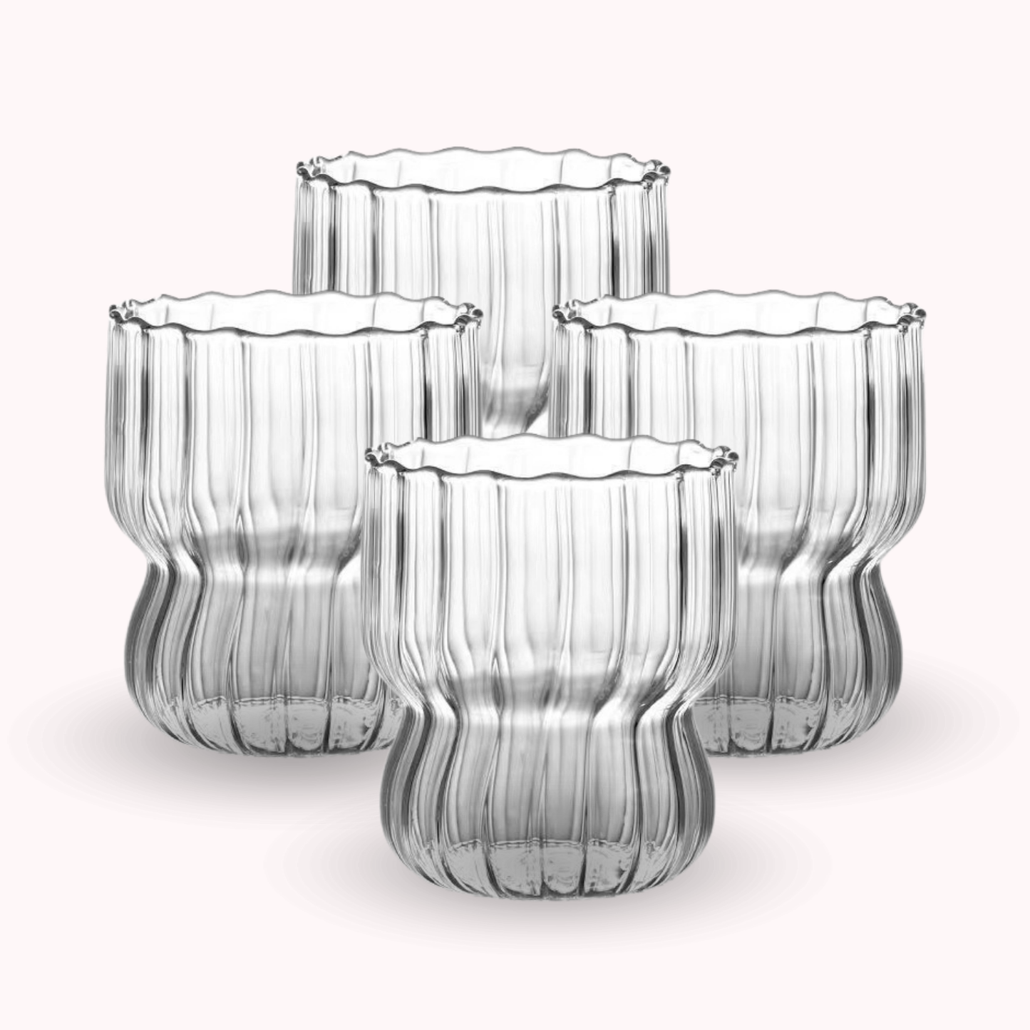 Set 4 Vasos Anchos Lineas Vertical 250ml