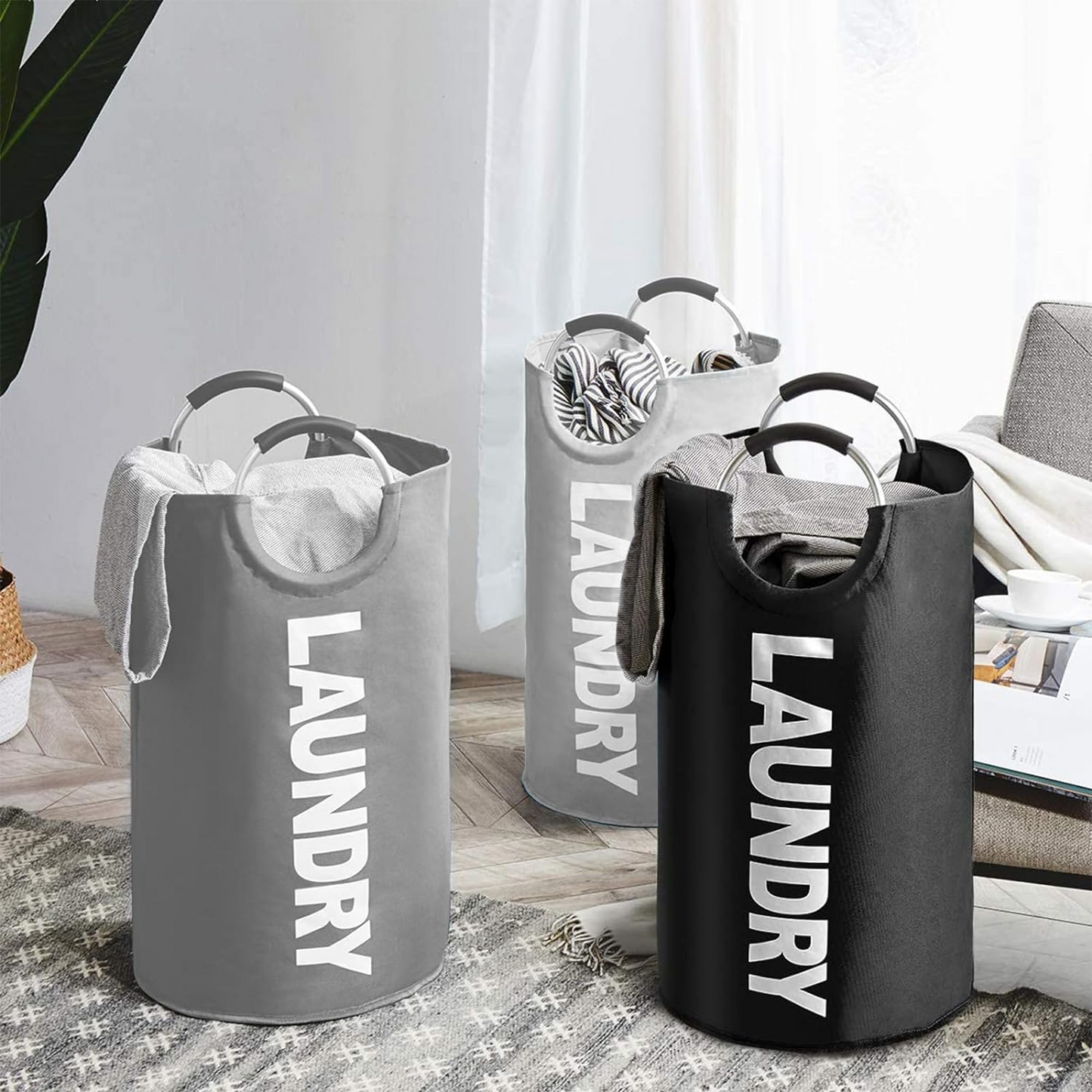 Cesta Ropa Sucia Plegable Gris oscuro