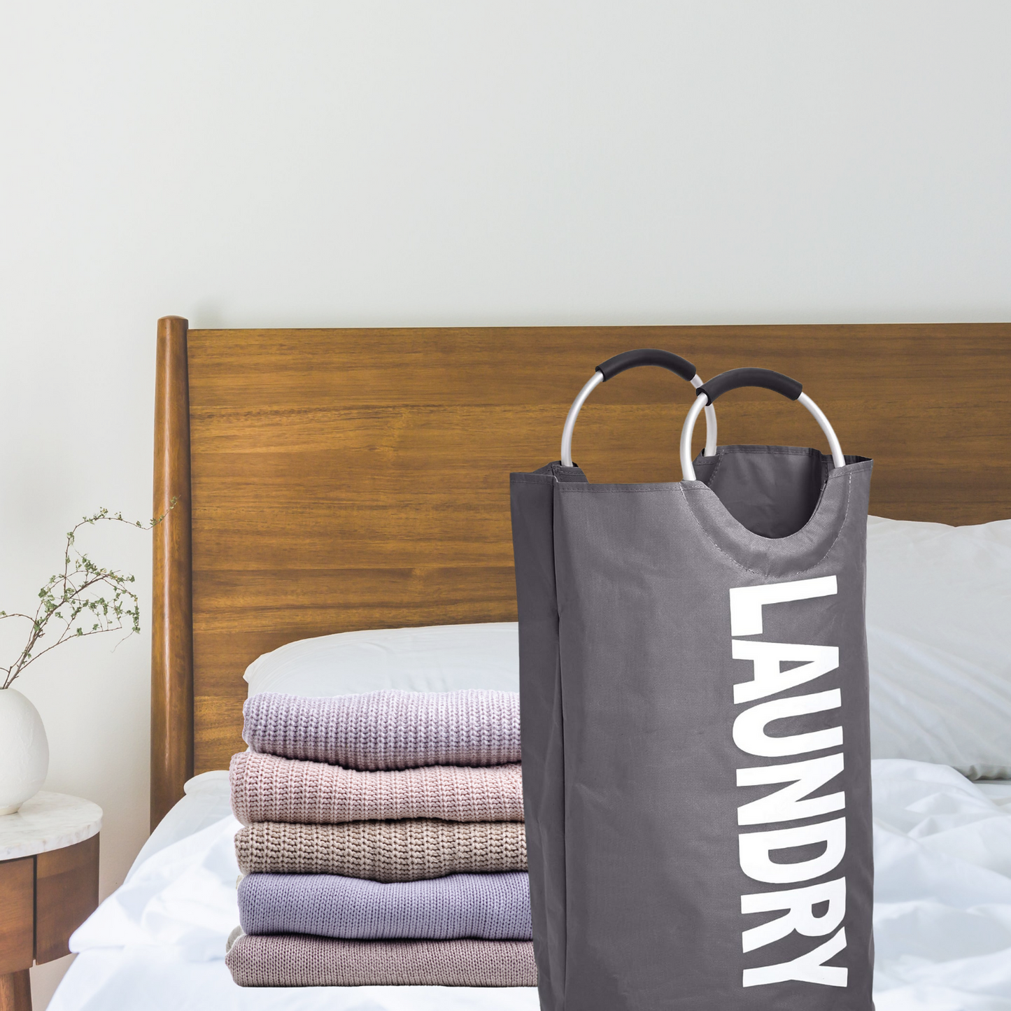 Cesta Ropa Sucia Plegable Gris oscuro