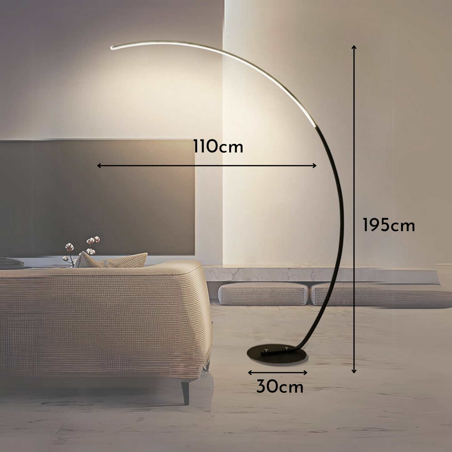 Lámpara de Pie Curva Led