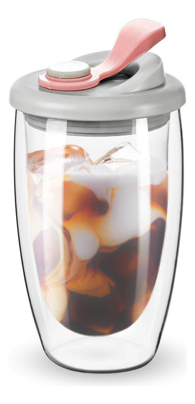 Mug Doble Fondo Hermético 450ml Rosado