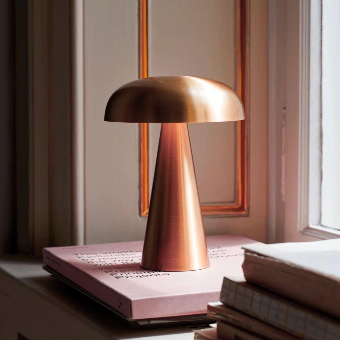 Lampara Led De Mesa Recargable Oro Rosa