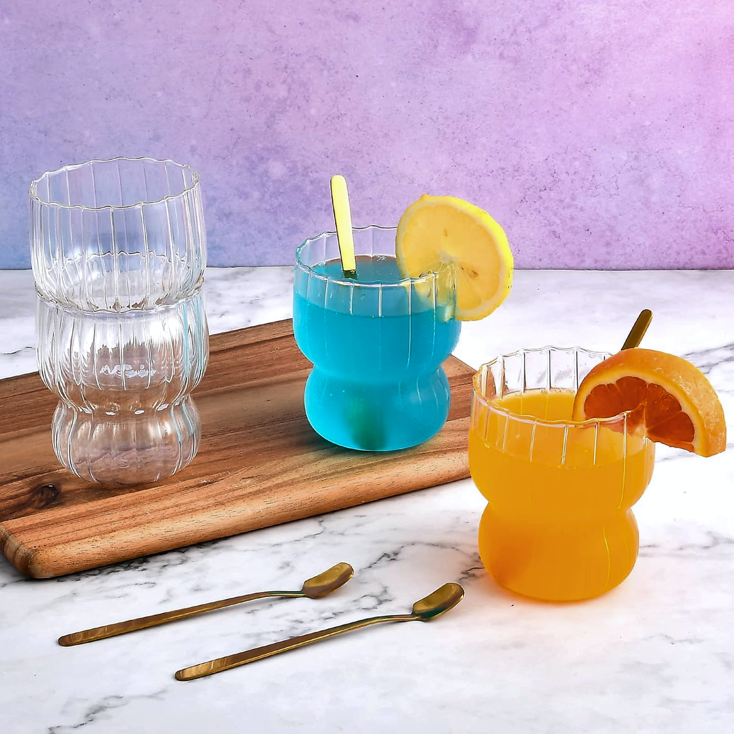 Set 4 Vasos Anchos Lineas Vertical 250ml