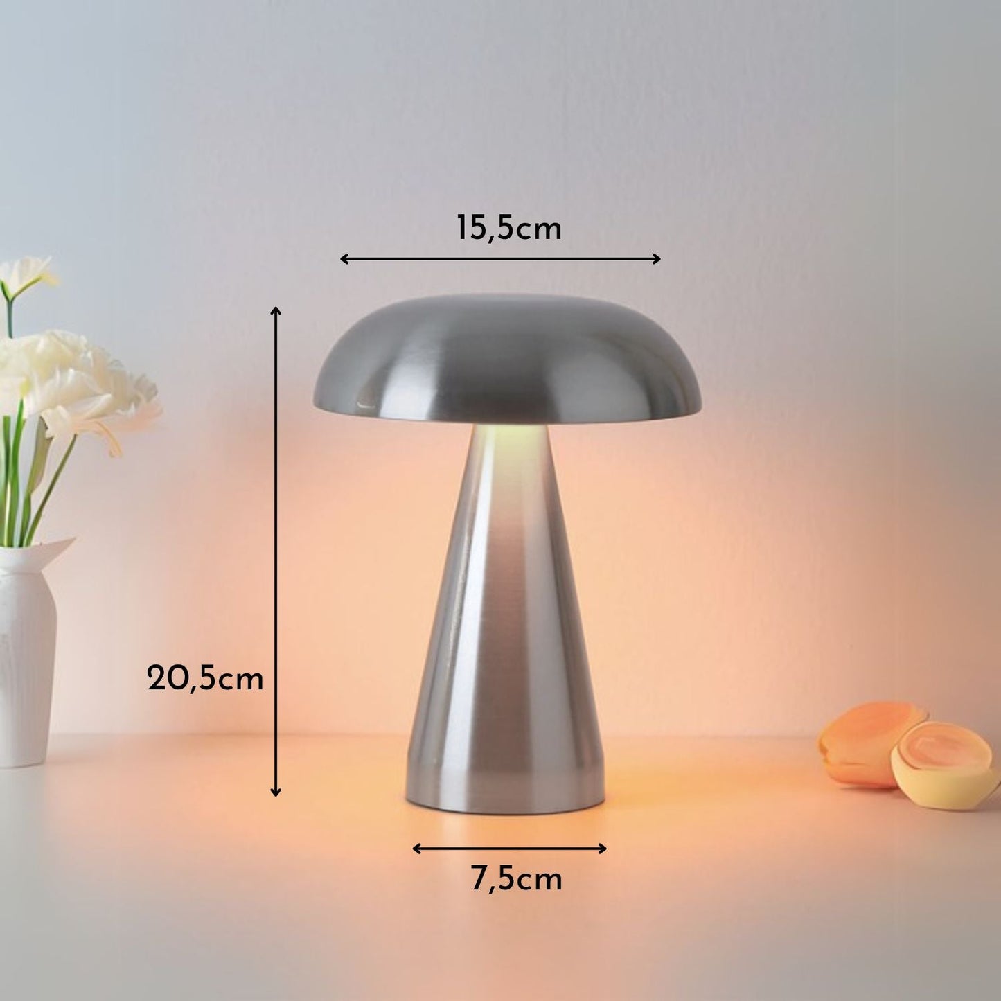 Lámpara Led de Mesa Recargable Gris