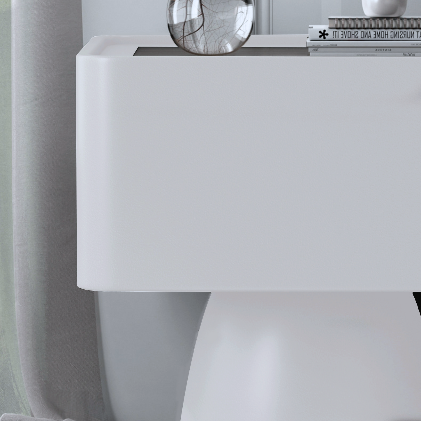 Velador Moderno Cajón Estilo Nórdico Blanco