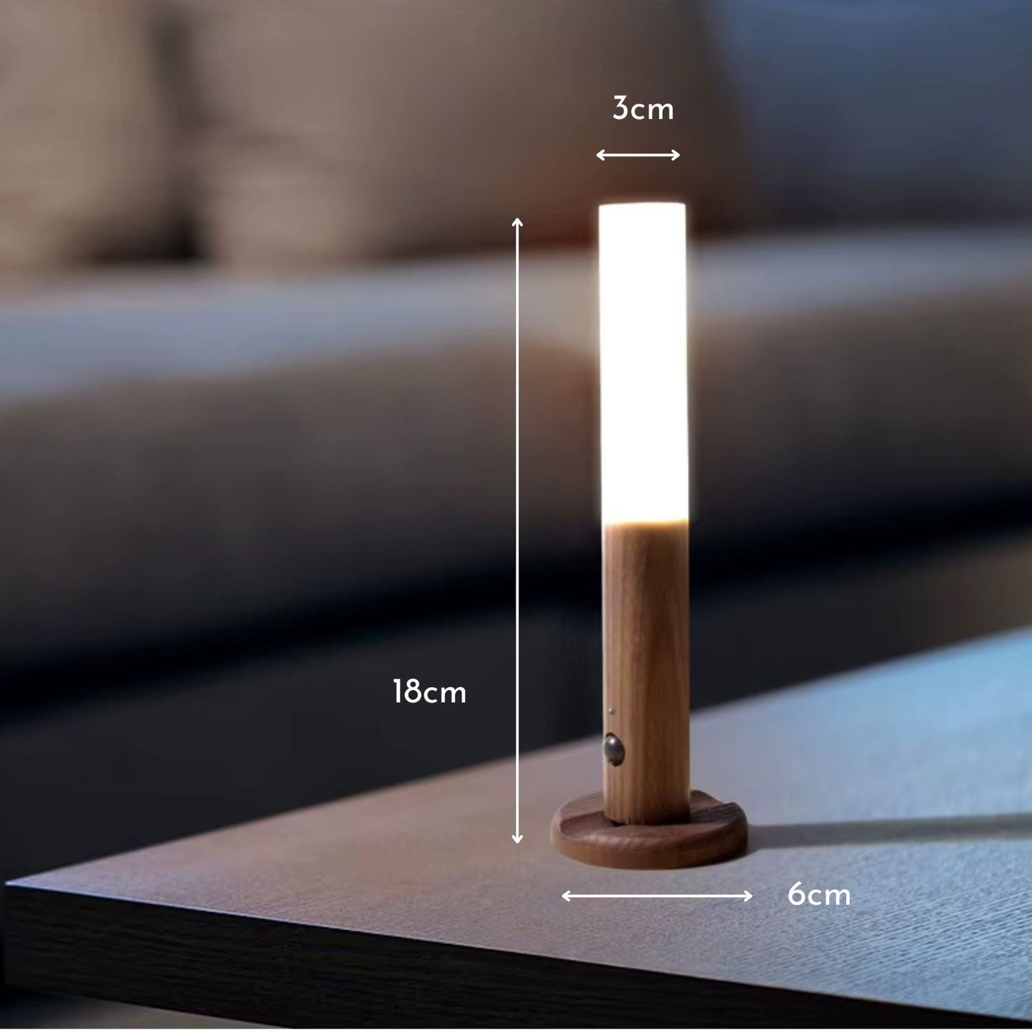 Luz Nocturna Portátil con Sensor Caoba