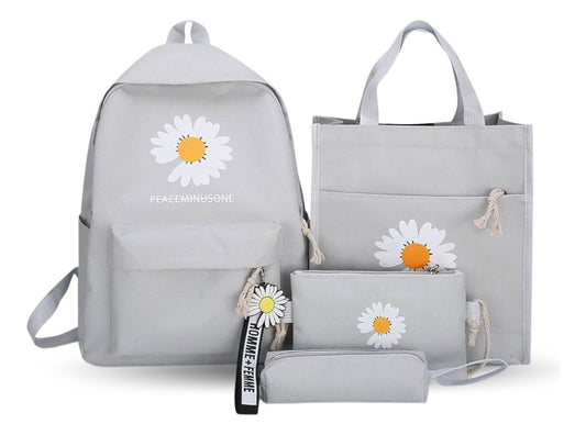 Set Mochila Diseño Margaritas 4 Piezas