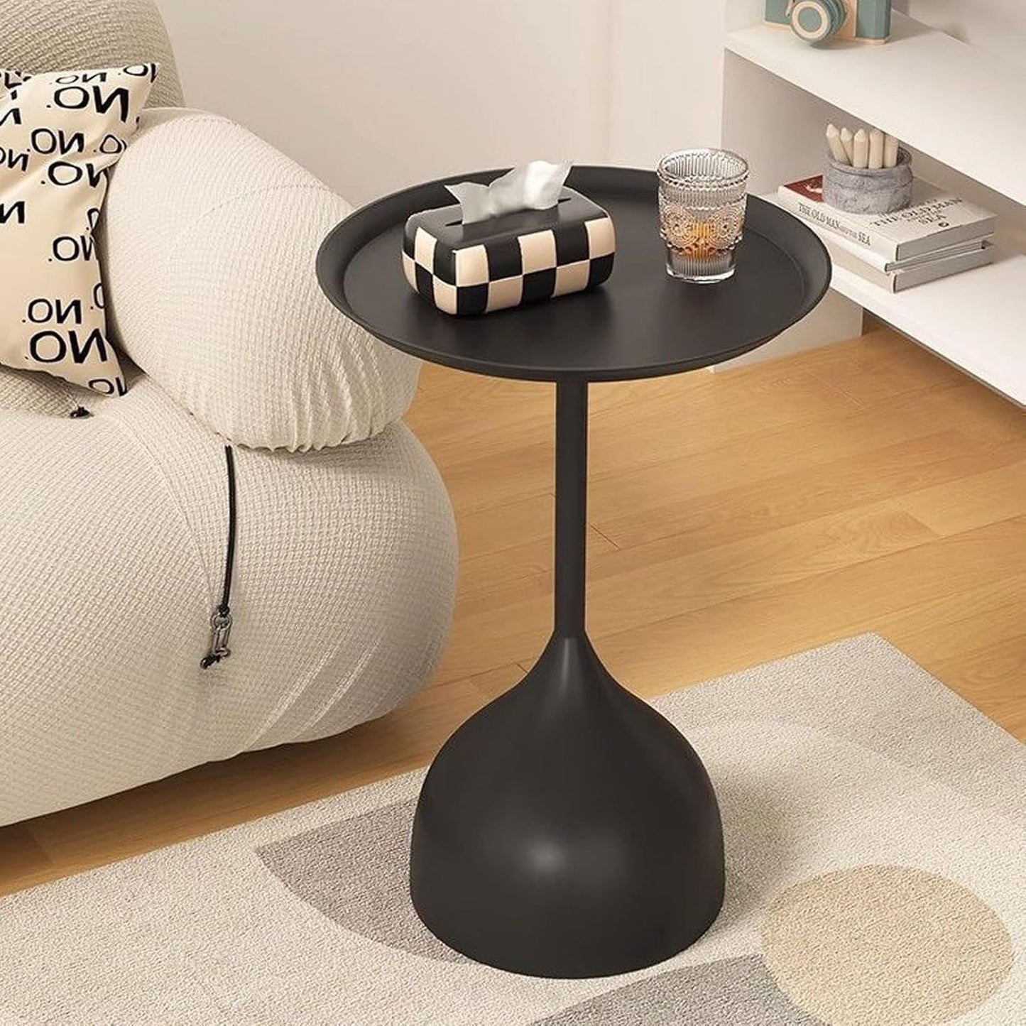 Mesa De Centro Lateral Metal Mate Negro Nórdico