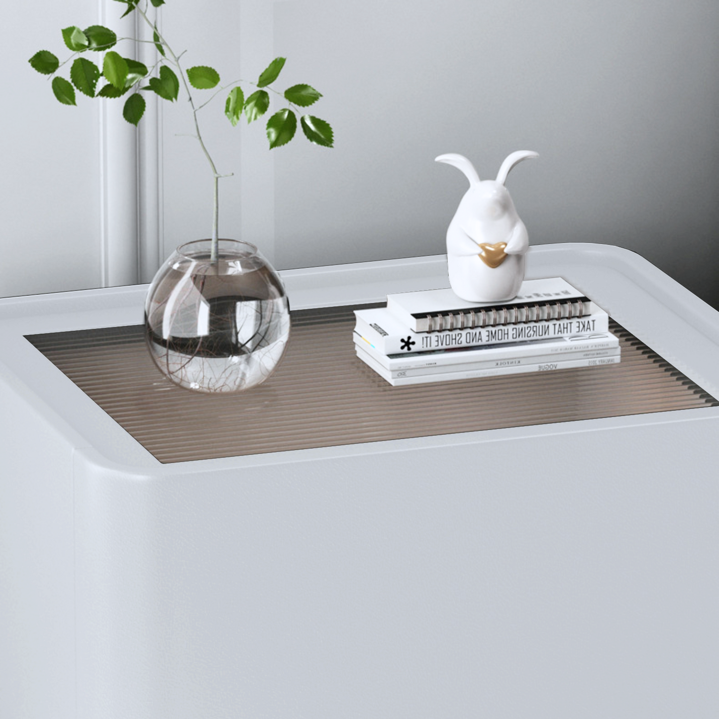 Velador Moderno Cajón Estilo Nórdico Blanco