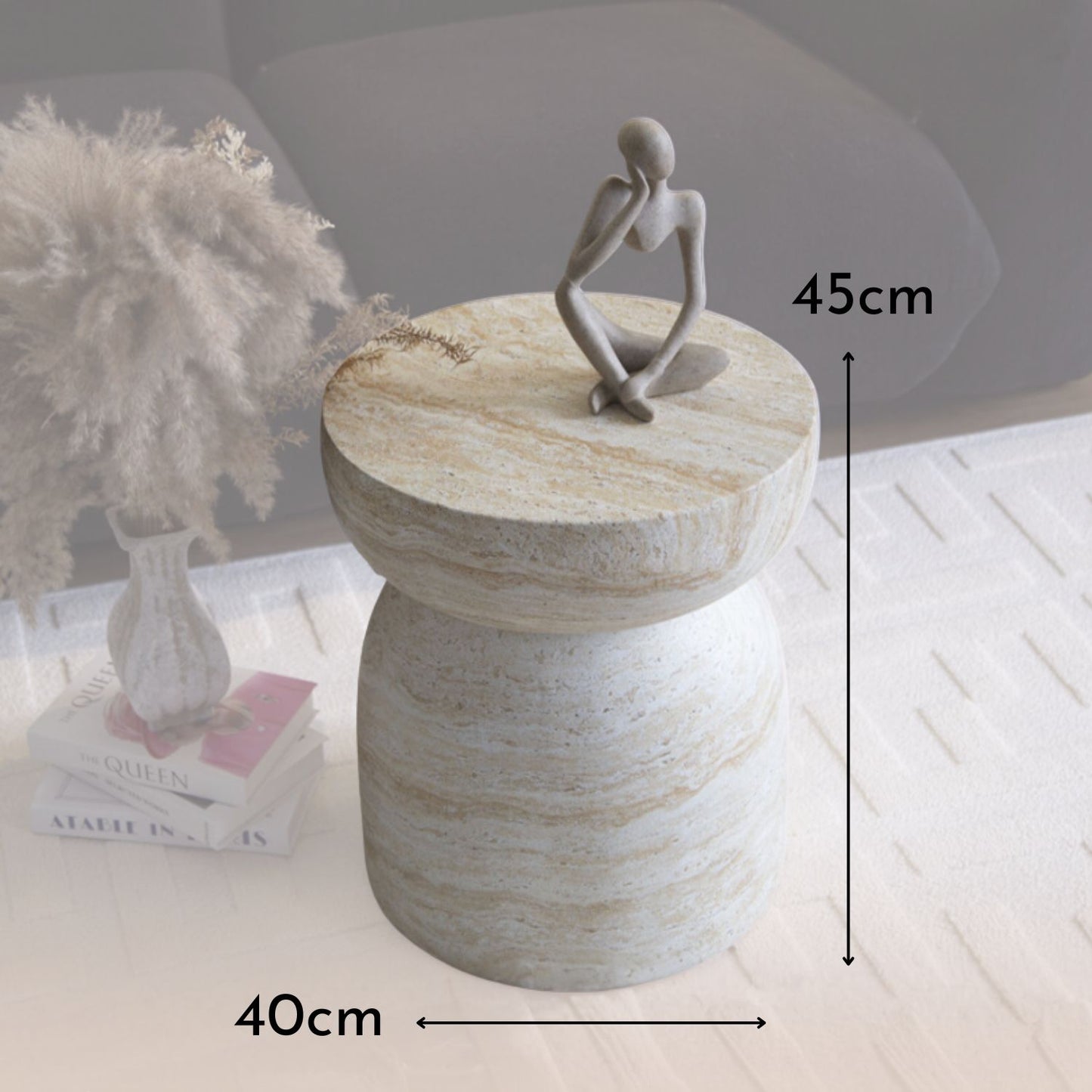 Mesa Lateral Piedra Luna Jupiter Crema