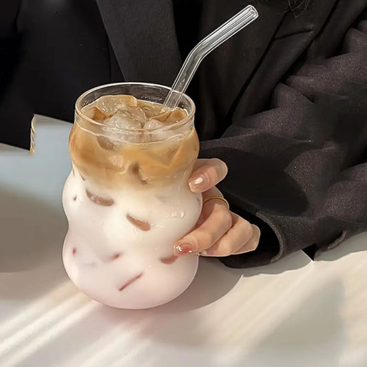 Set 4 Vasos Vidrio Diseño Ondas con Bombilla 510ml