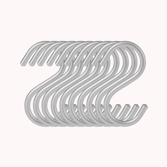 Set de 10 Ganchos en Forma de S Plateados 110x55mm