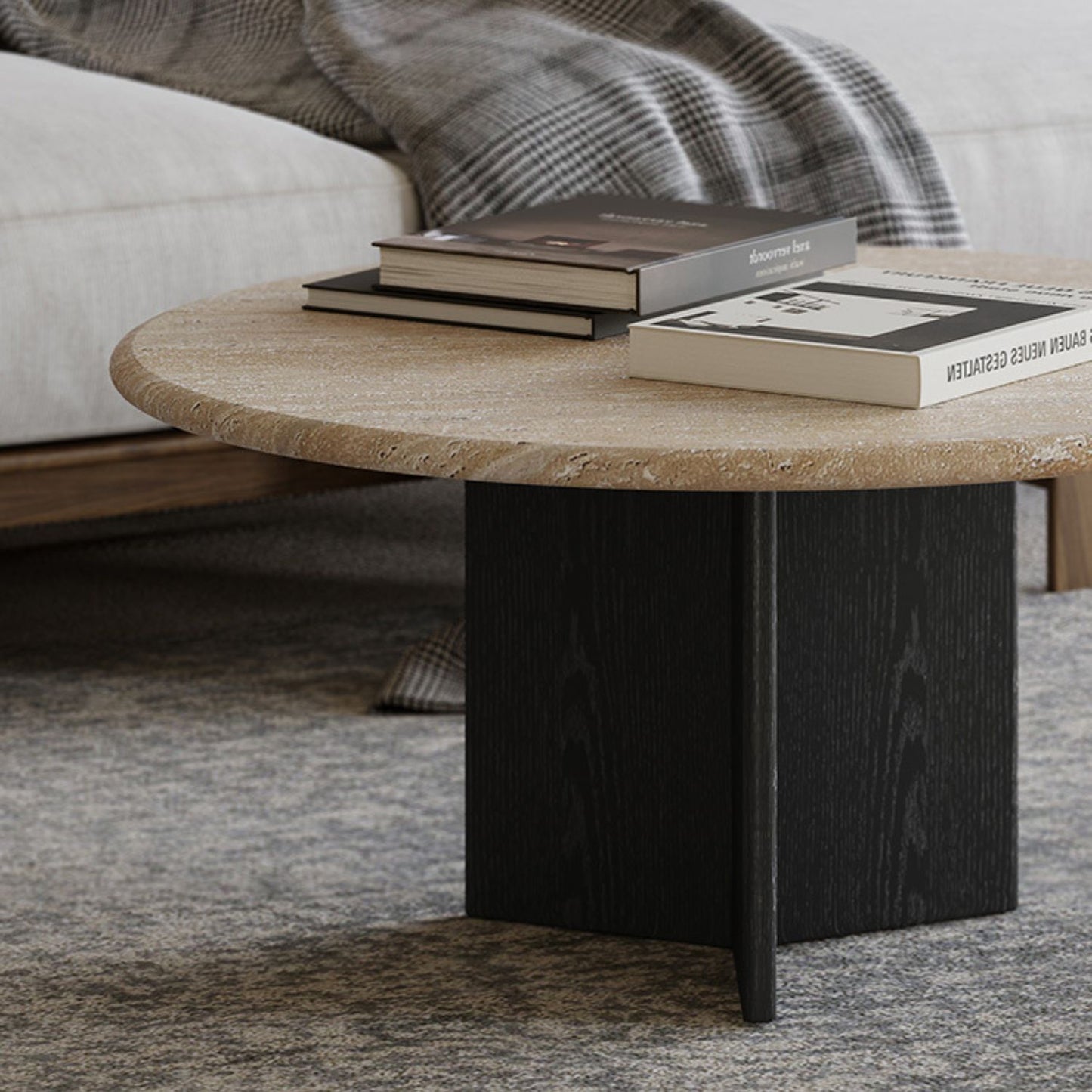 PREVENTA - Mesa De Centro Doble Travertino Tono Wengue