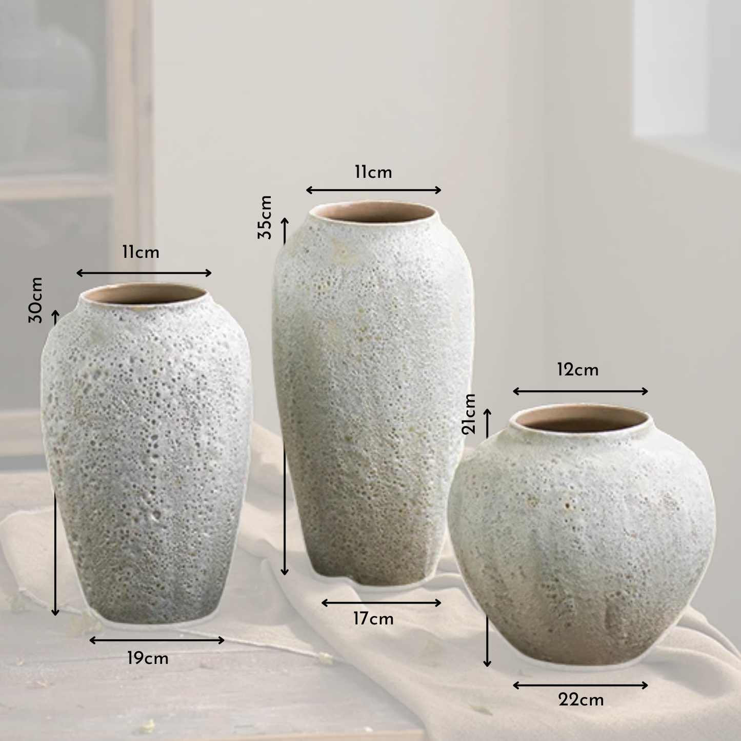 Set Maceteros Jarron Ceramica Artesanal 3 Niveles