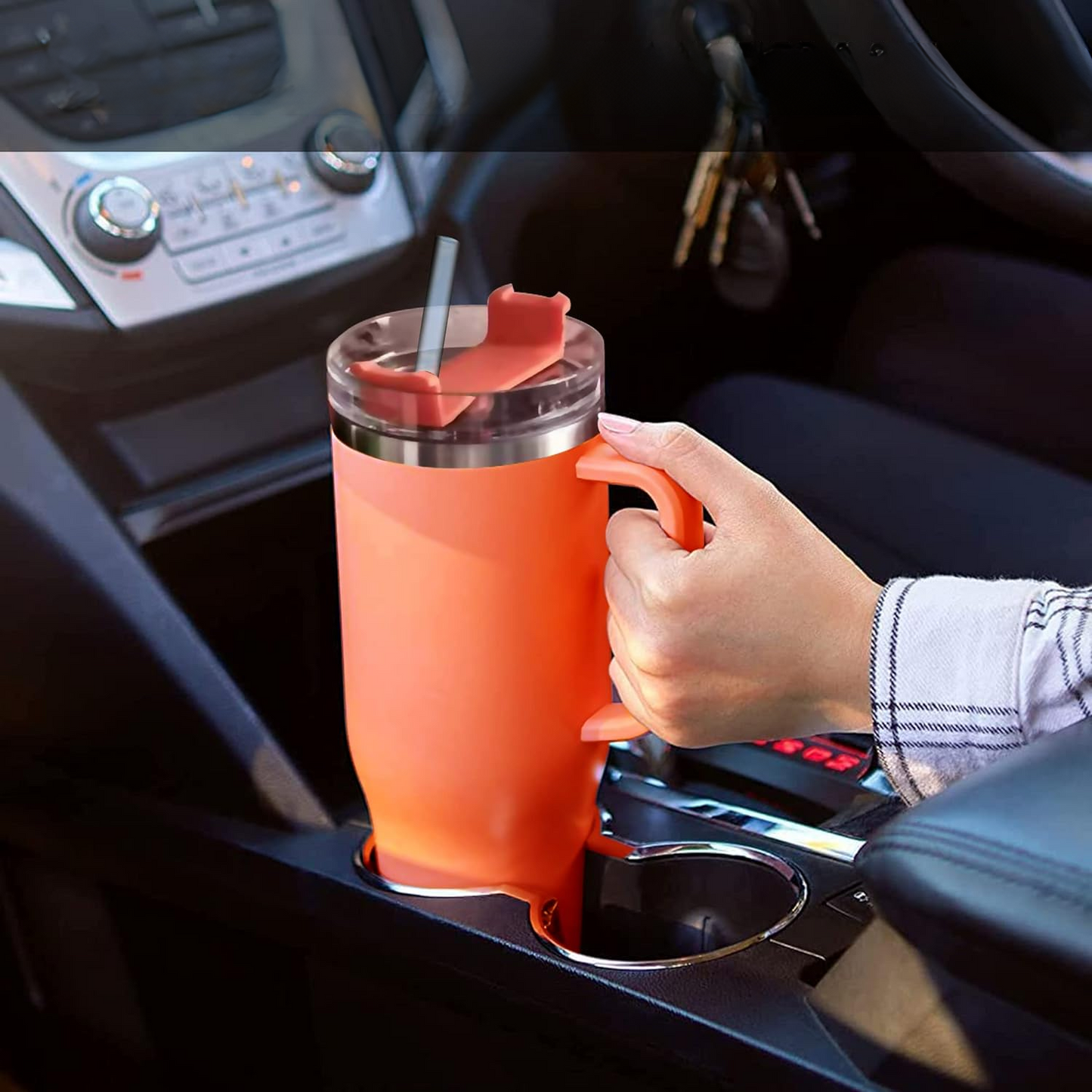 Vaso Termico con Asa Naranjo 1200 ml