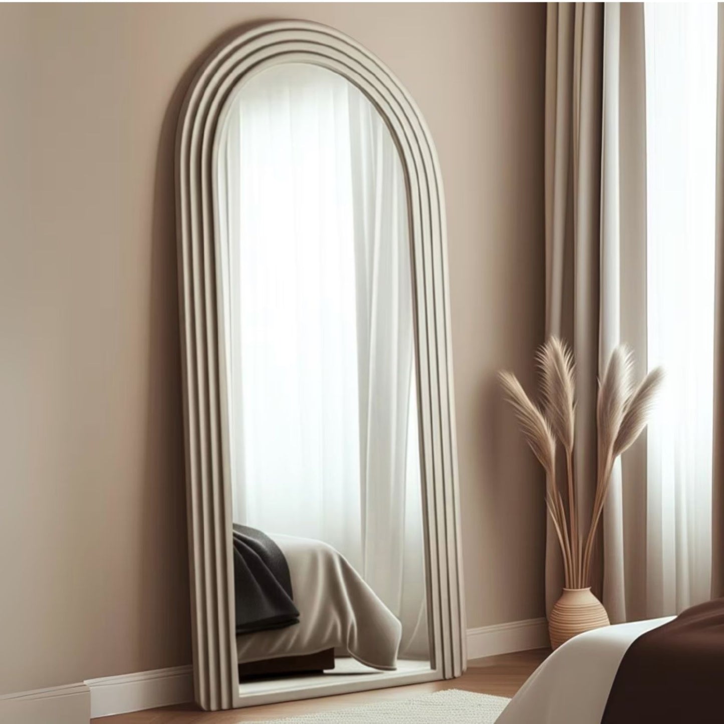 Espejo Arco Escalonado Beige Cuerpo Entero 200x100cm