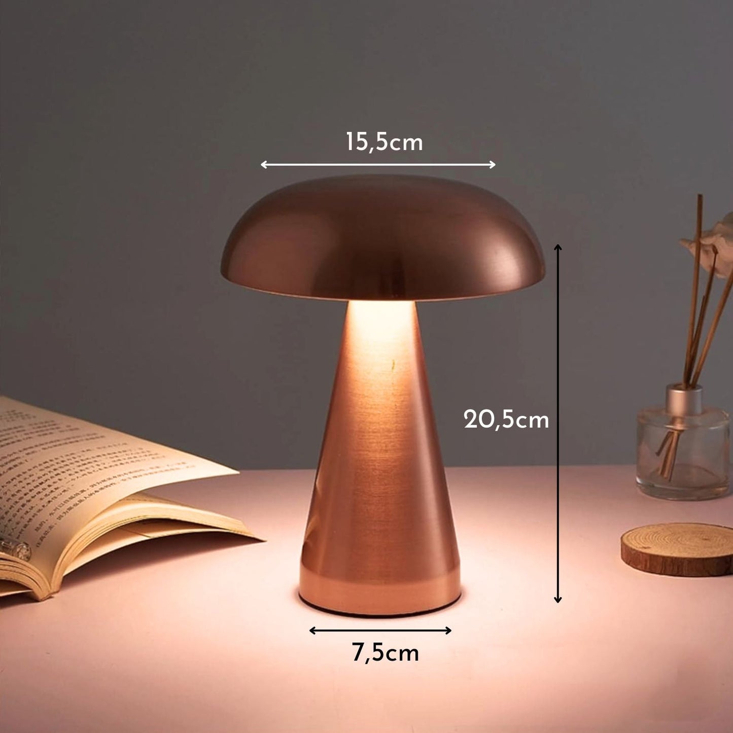 Lampara Led De Mesa Recargable Oro Rosa