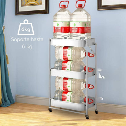 Carrito Organizador Plegable de 3 Niveles Blanco