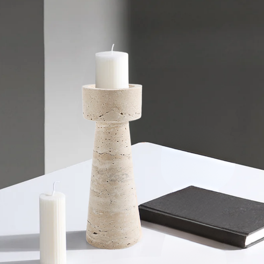 Candelabro Portavelas Marmol Travertino Torre Grande