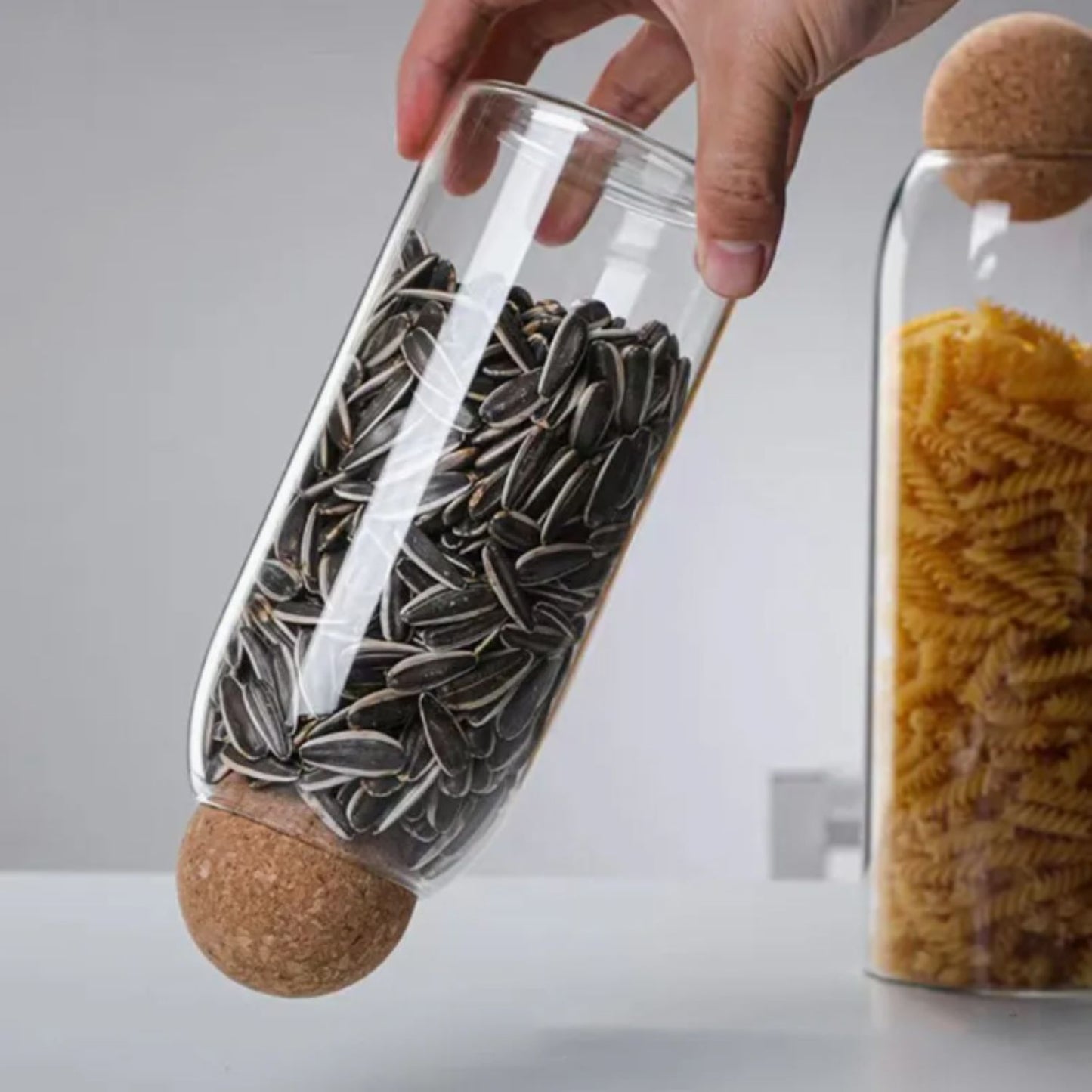 Contenedor de Vidrio y Tapa de Corcho Set 3un