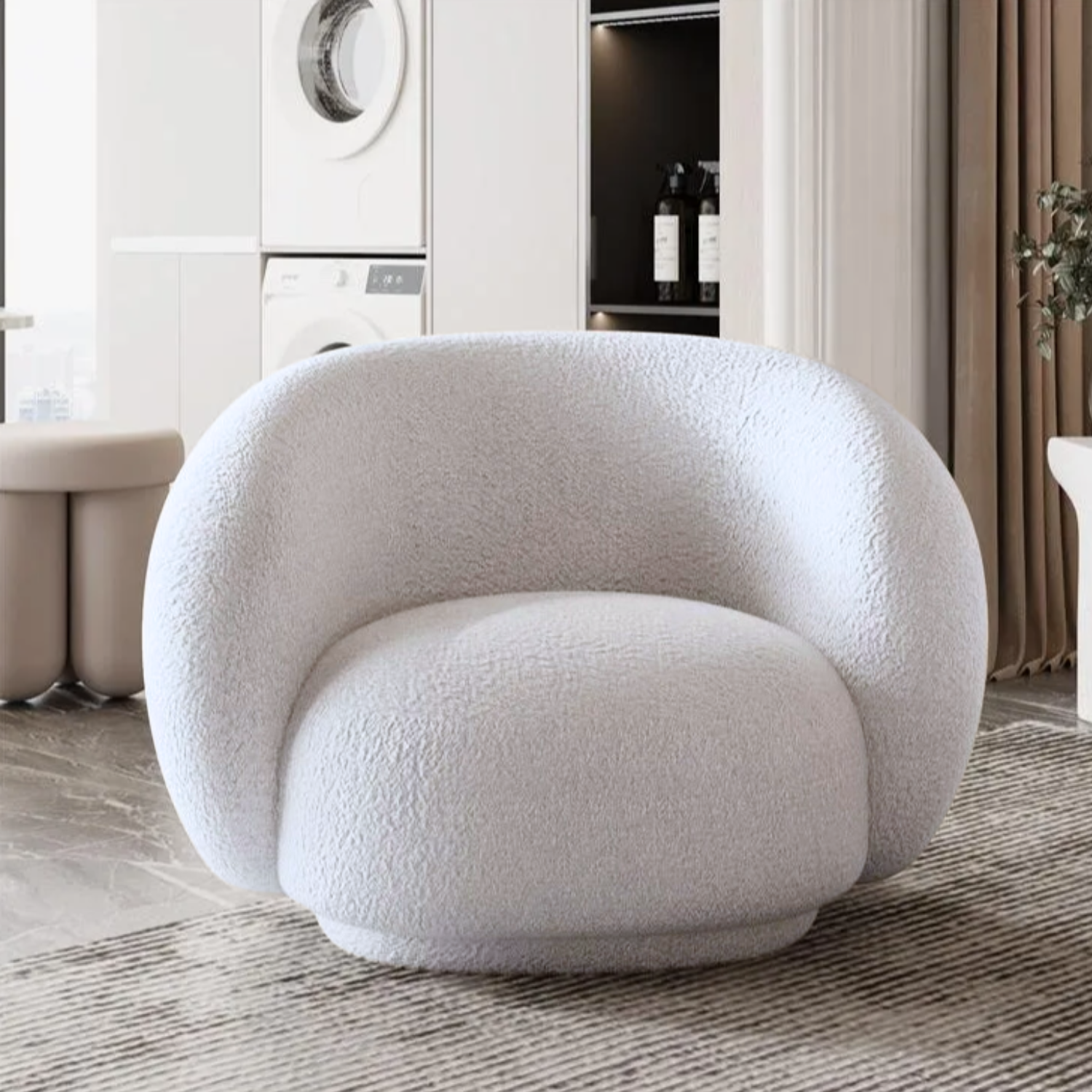 Sillón Individual Blanco Estilo Minimalista Blanco