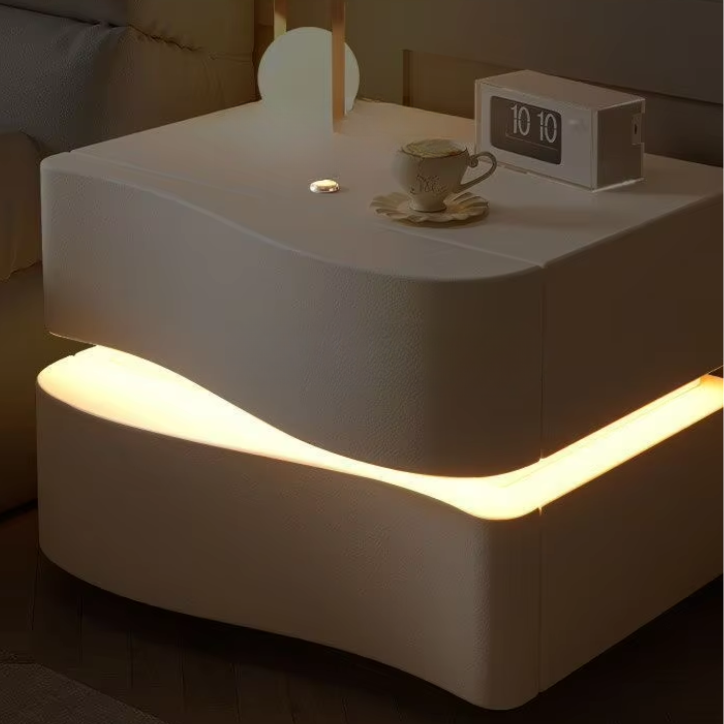PREVENTA - Velador doble Cajón con luz Led Crema