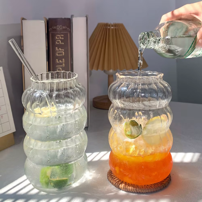 Set 2 Vasos Relieve con Bombilla 800ml