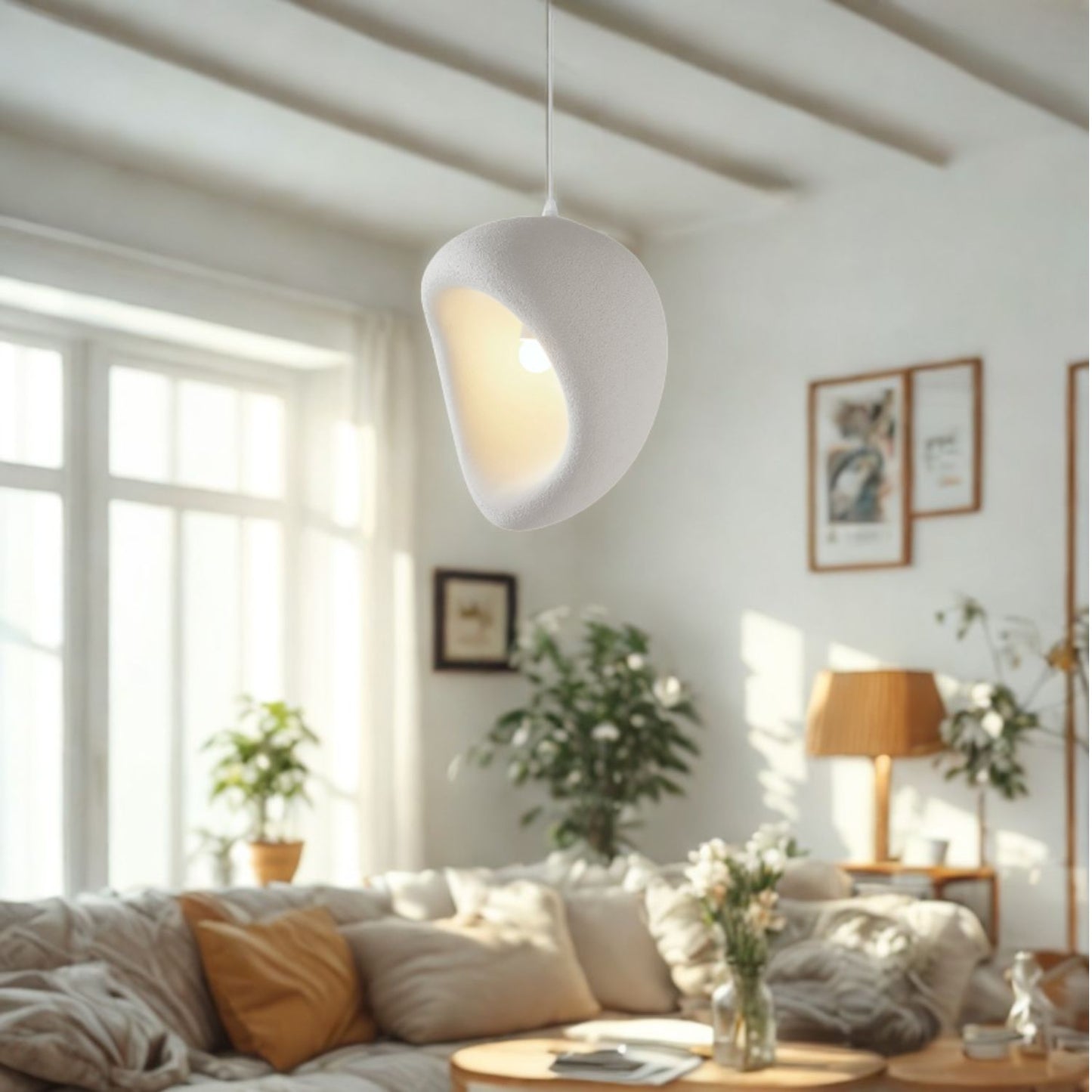 Lampara Colgante Japandi Zen Textura Ovo