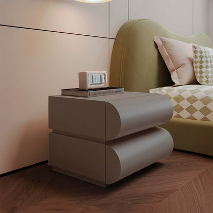 Velador Minimalista Gris Claro Doble Cajon