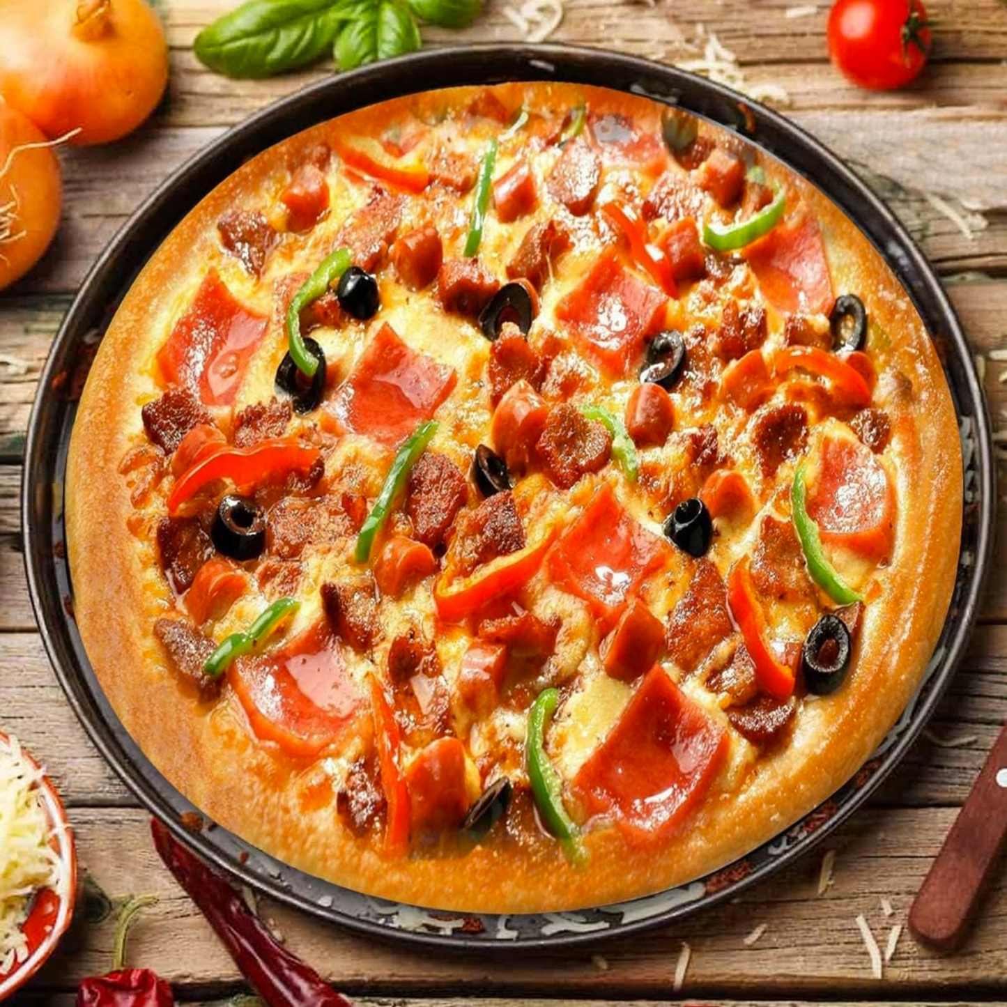 Molde Redondo Liso Para Pizza 24cm Negro