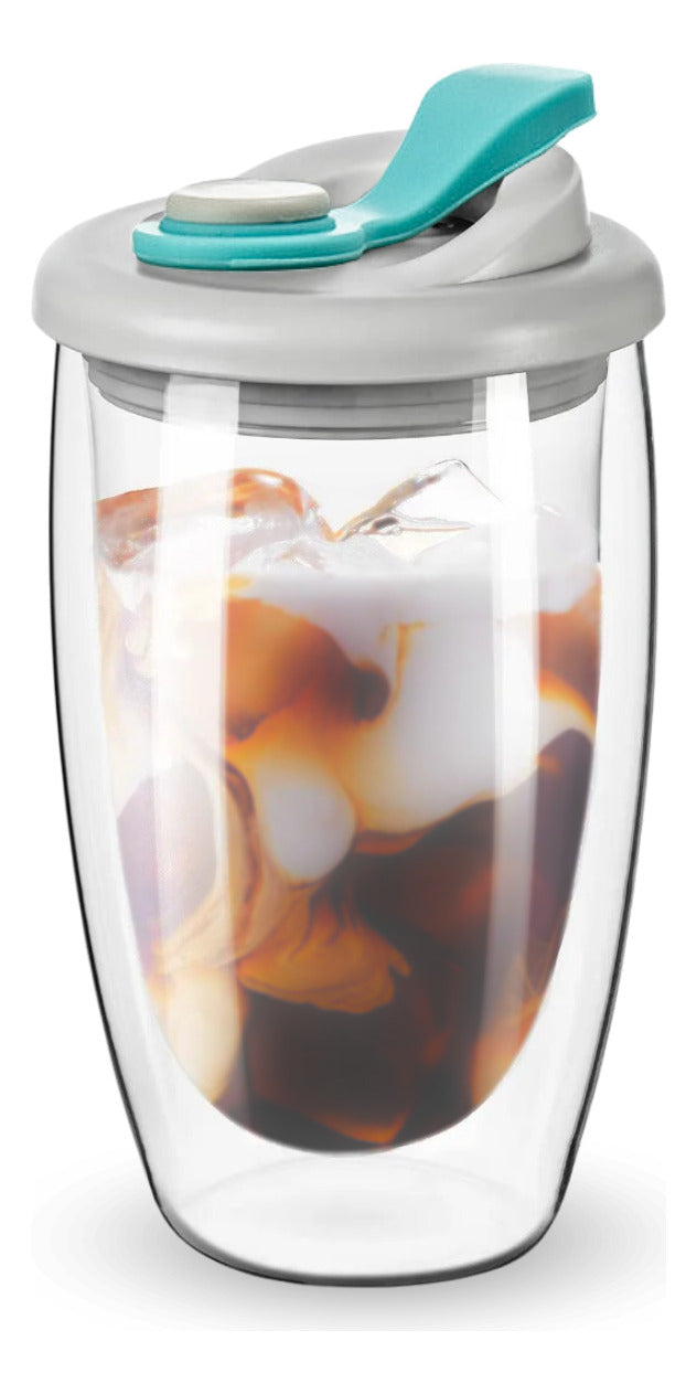 Mug Doble Fondo Hermético 450ml Rosado