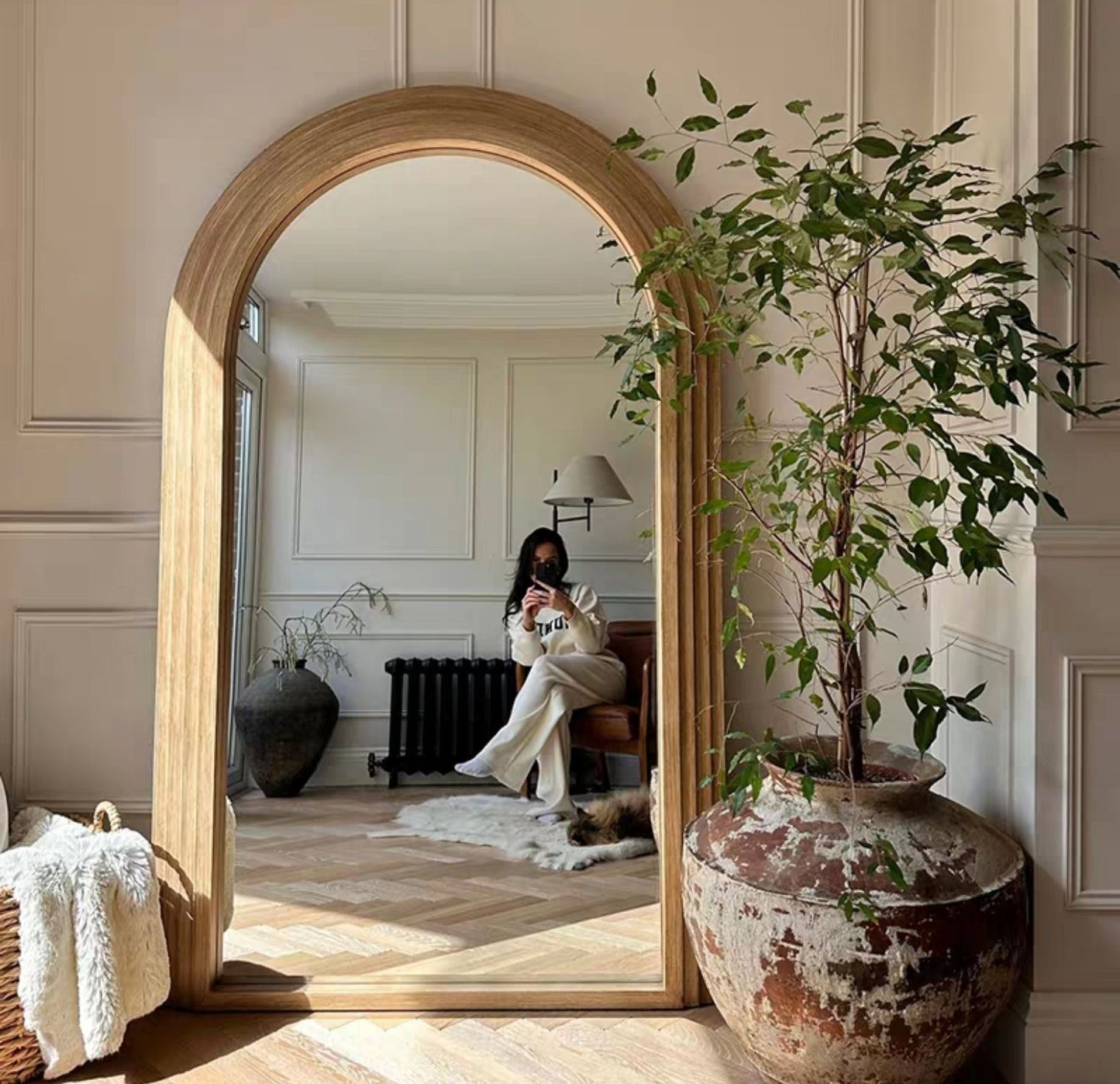 PREVENTA - Espejo Arco Escalonado Café Cuerpo Entero 200x100cm