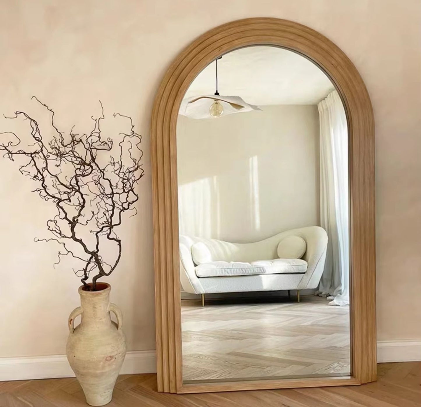 PREVENTA - Espejo Arco Escalonado Café Cuerpo Entero 200x100cm