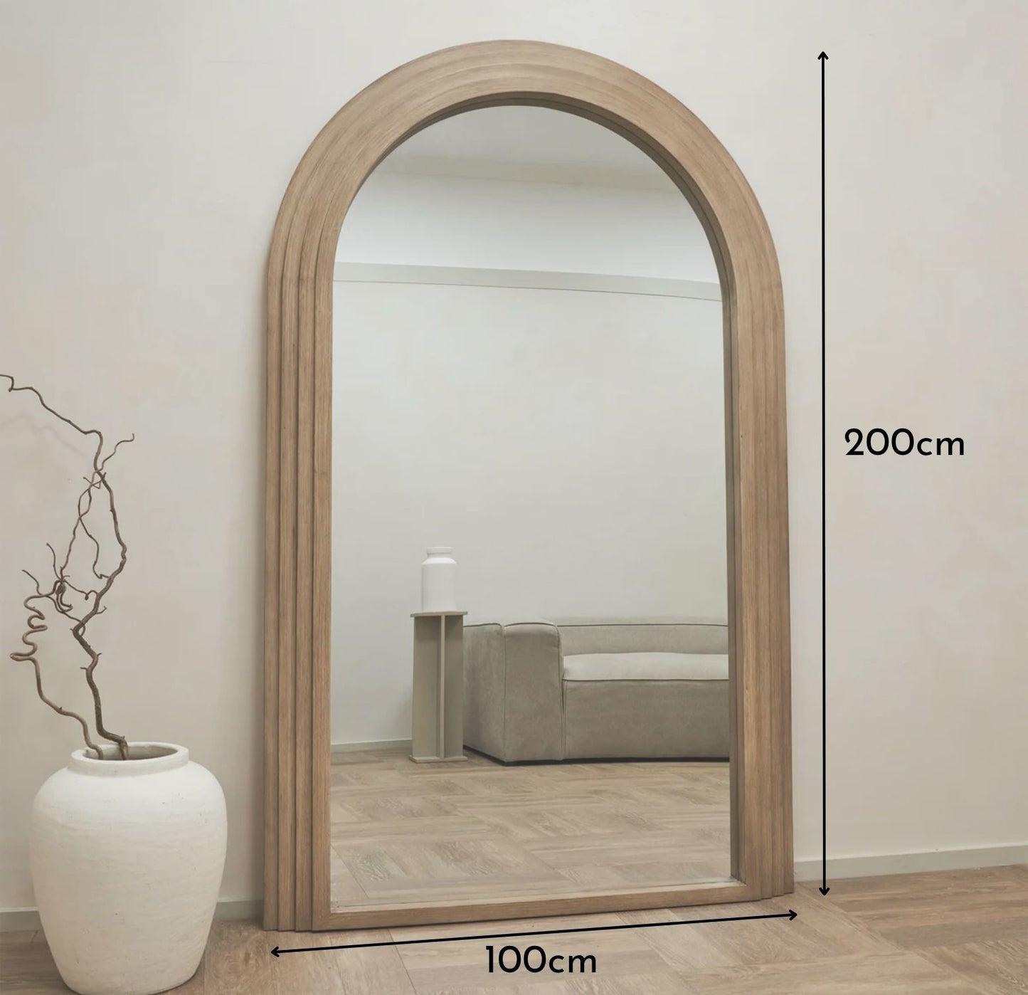 PREVENTA - Espejo Arco Escalonado Café Cuerpo Entero 200x100cm