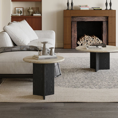 PREVENTA - Mesa De Centro Doble Travertino Tono Wengue