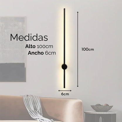 Lámpara De Aplique Linea 100cm Diseño A La Pared Minimalista Negro