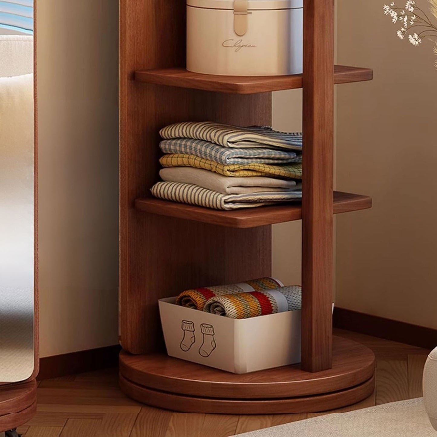 Espejo Giratorio Tipo Armario Con Perchero Y Barra Colgador