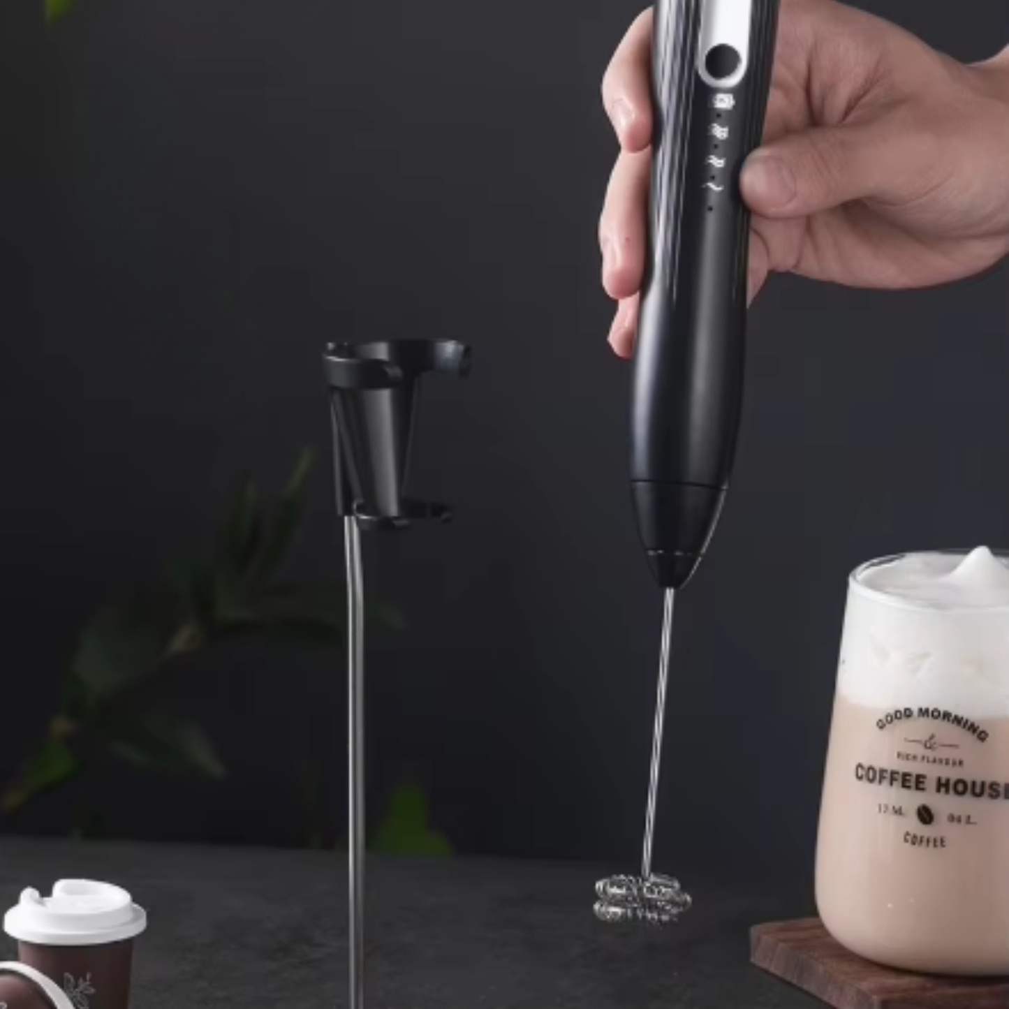 Batidor de Café Inalámbrico con Soporte