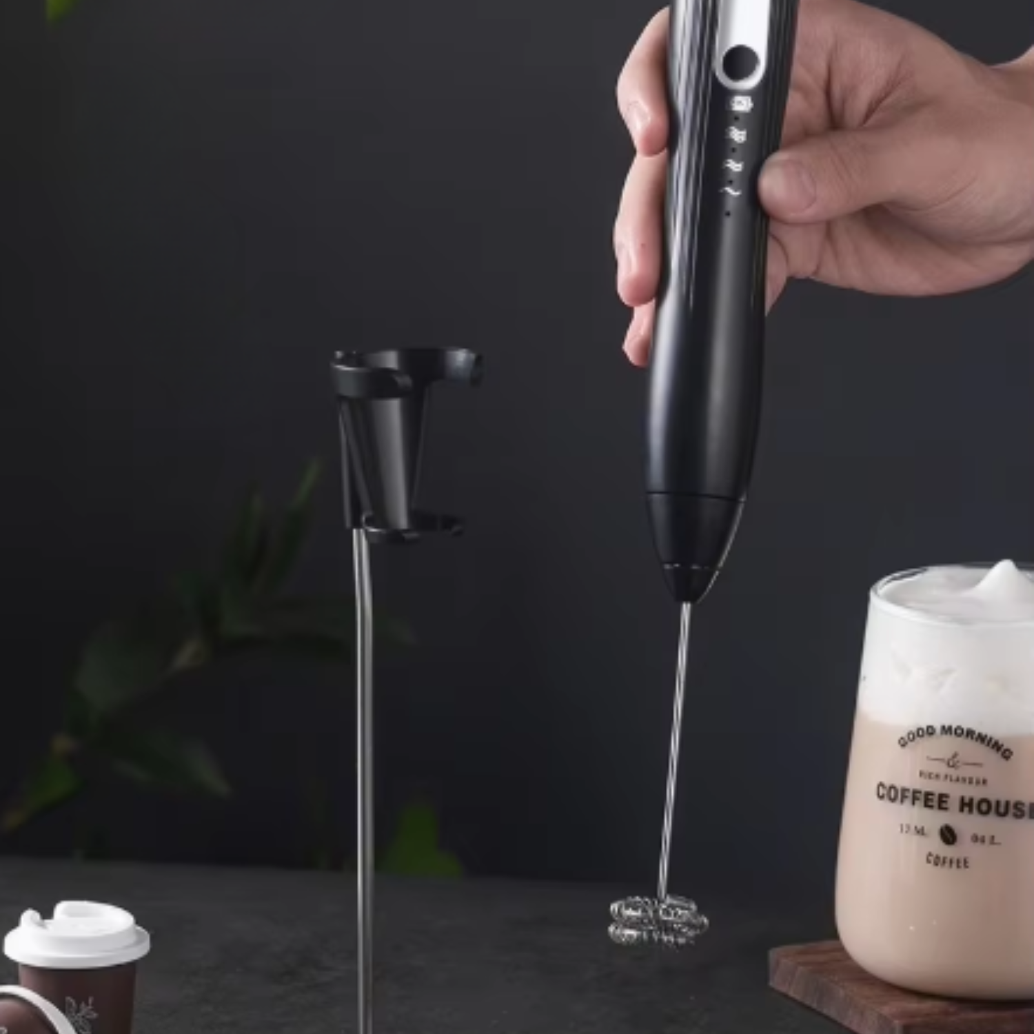 Batidor de Café Inalámbrico con Soporte