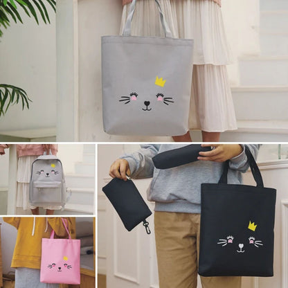 Set de Mochila Diseño Gato 4 piezas Negro