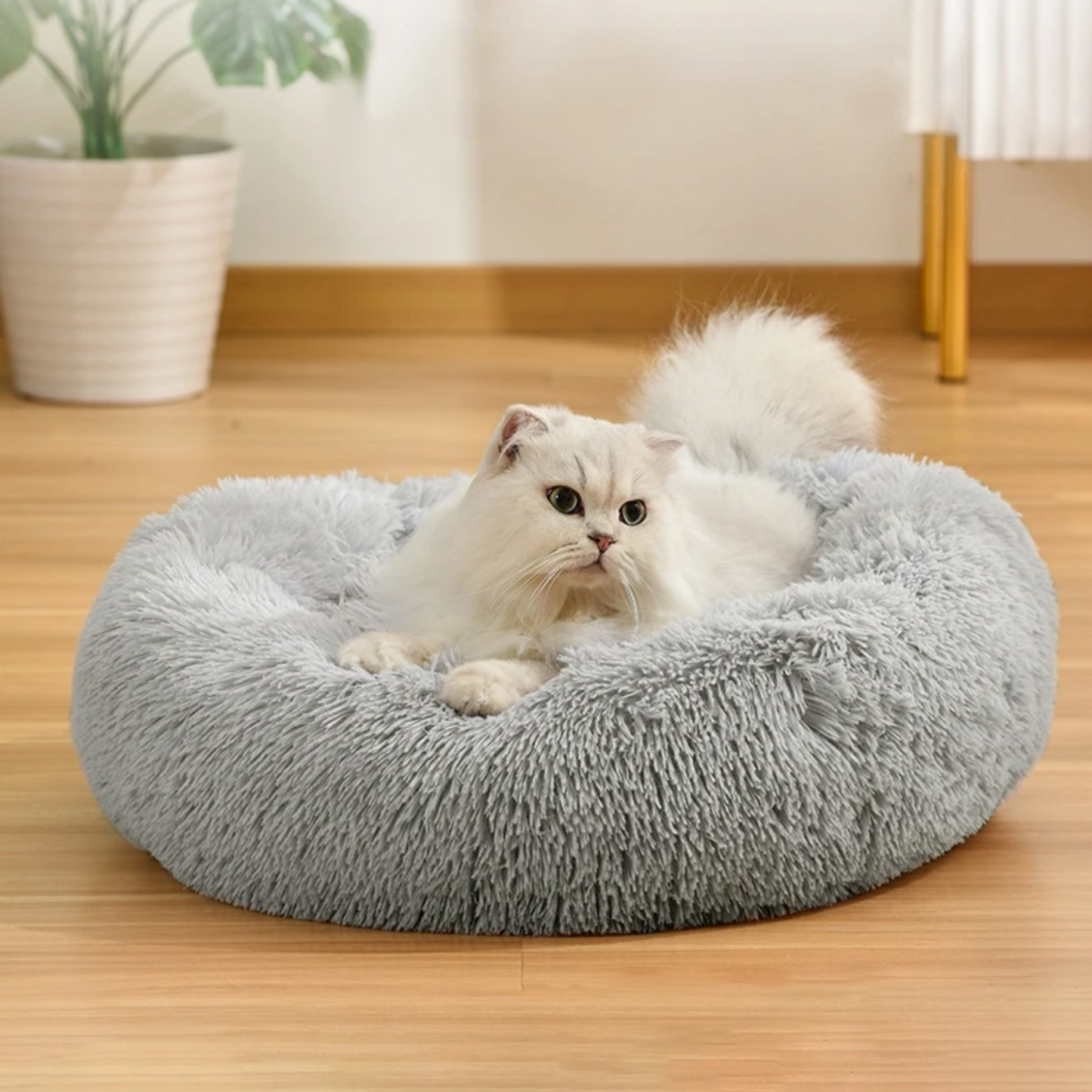 Cama para Mascotas Felpa Gris 60cm