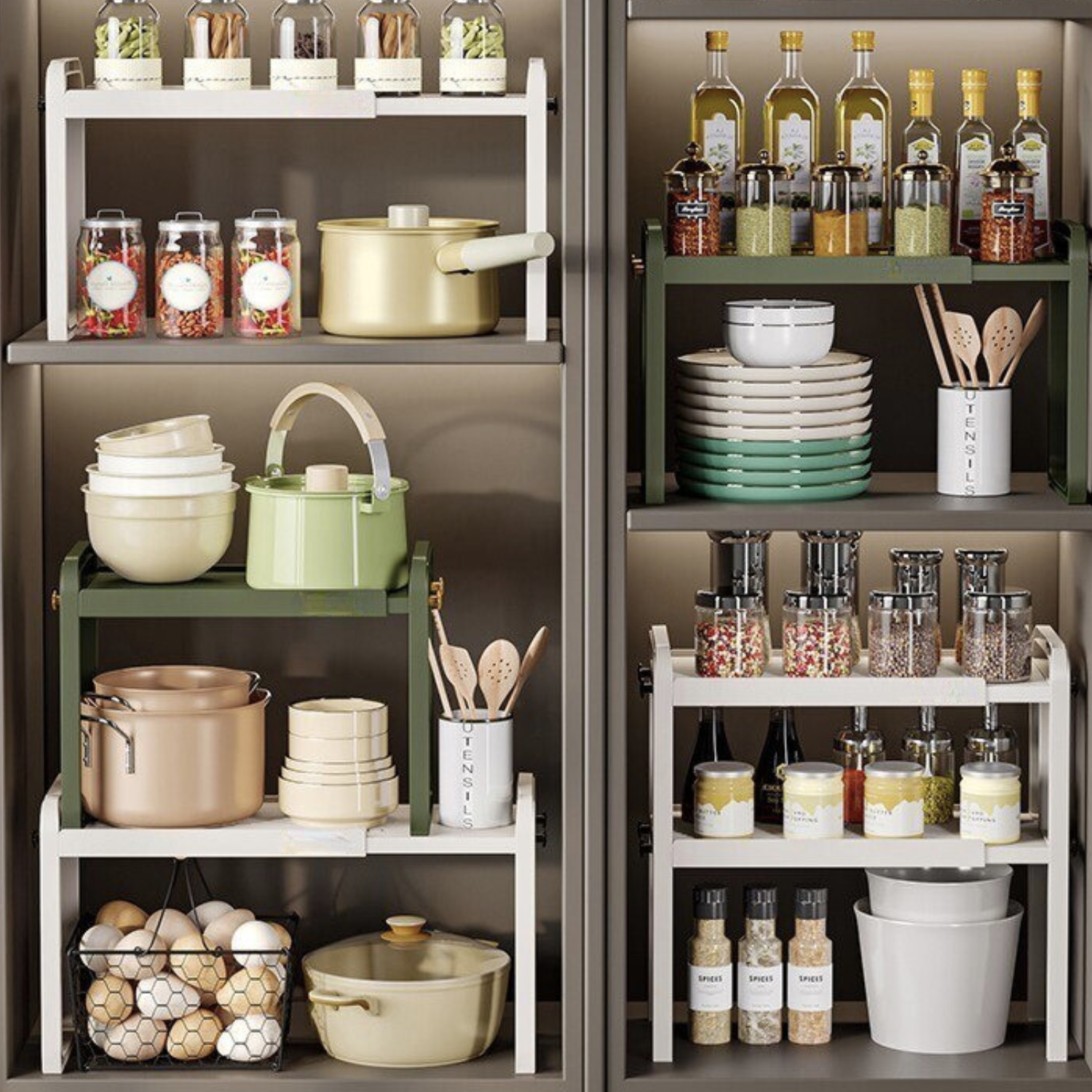Estante Organizador Extensible Para Cocina 2 Niveles Blanco
